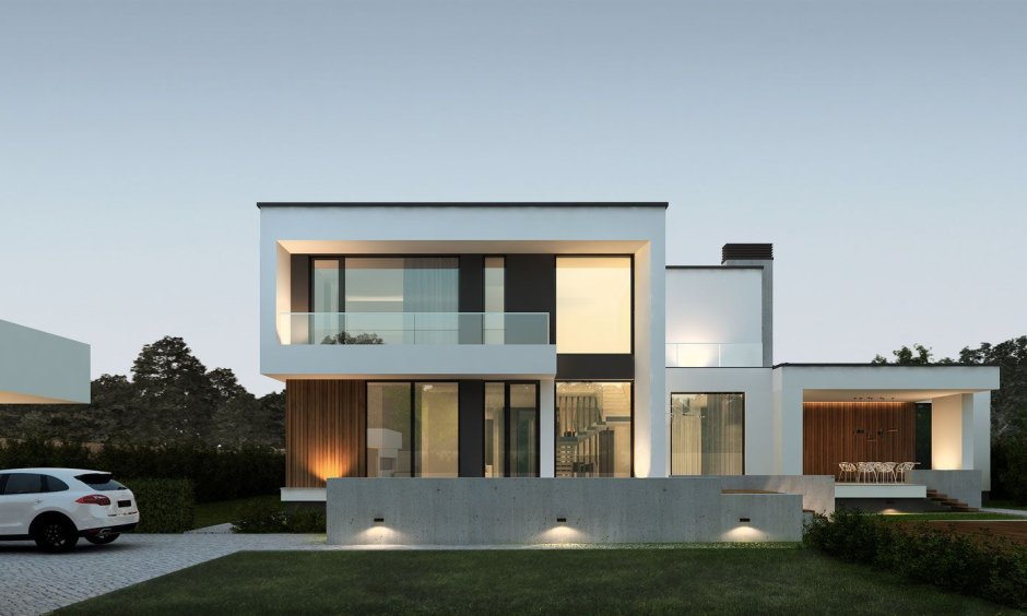 Three -story house in a modern style