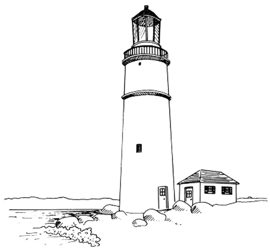 The lighthouse is a schematic image