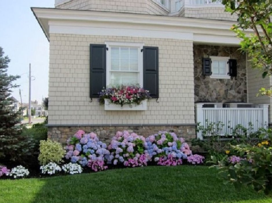 Flower beds and lawns in a private house