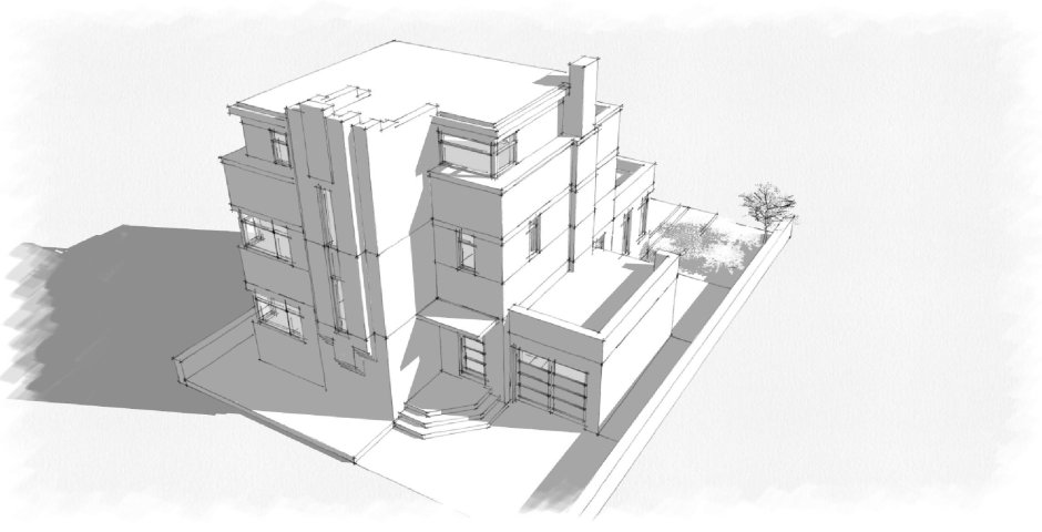 Ar-dec style drawing architecture house
