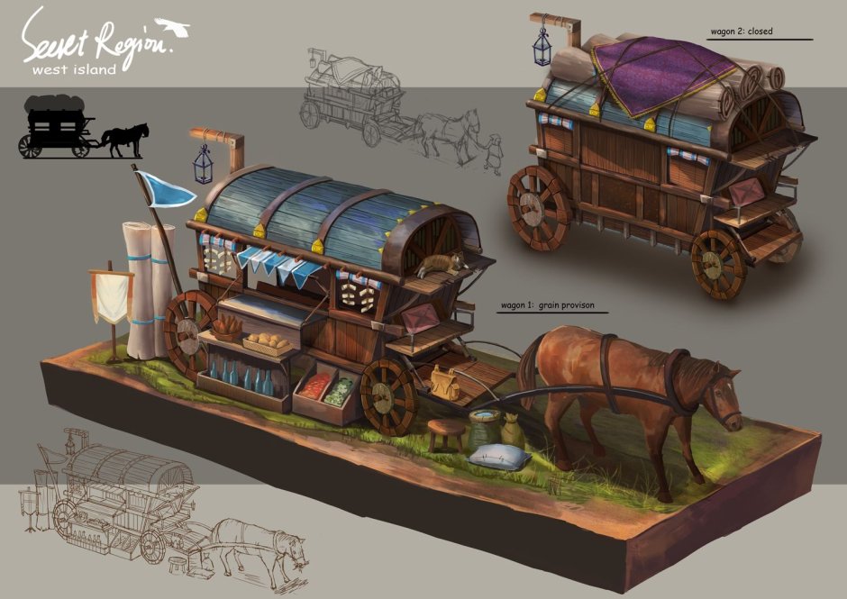 Fantasy the wagon of the merchant