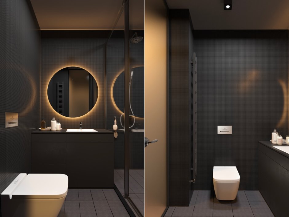 Bathroom toilet with a partition