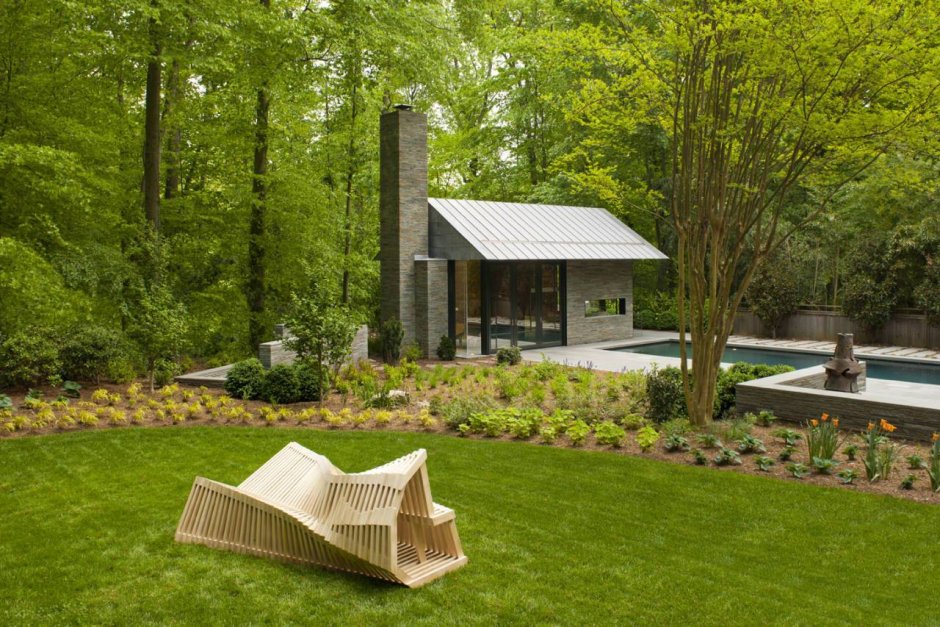 Modern house with a lawn