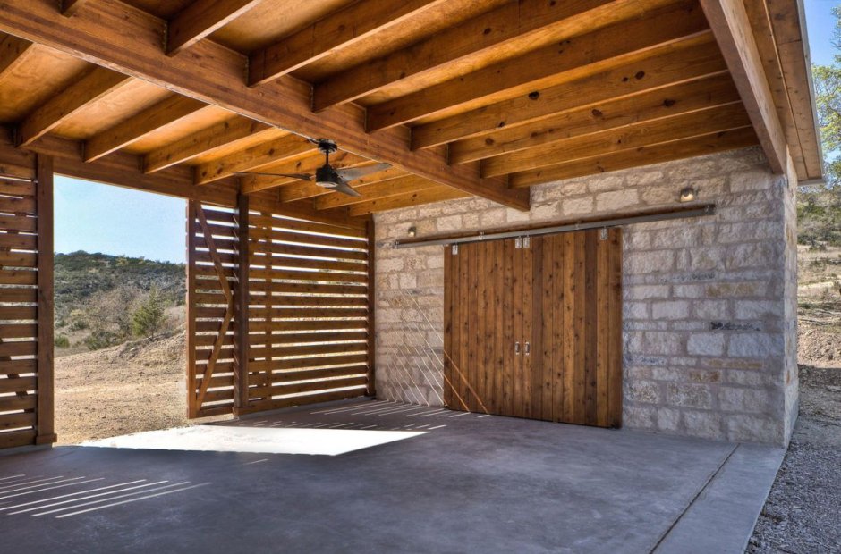 Modern wooden garage