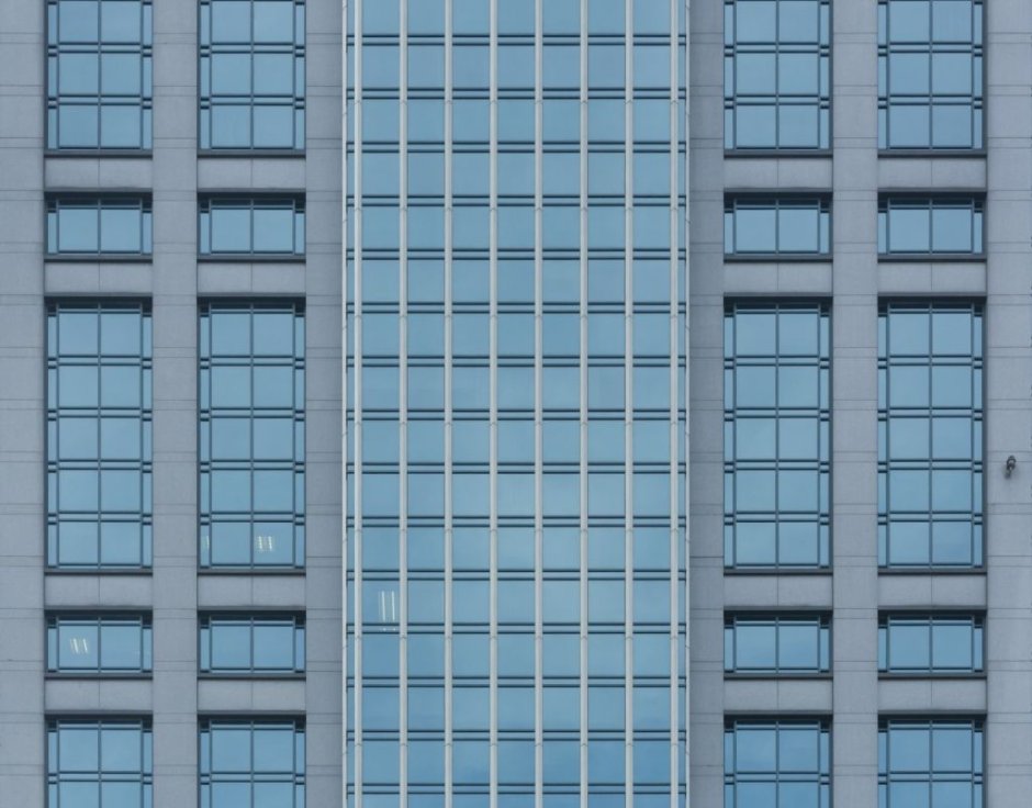 Modern facades of buildings