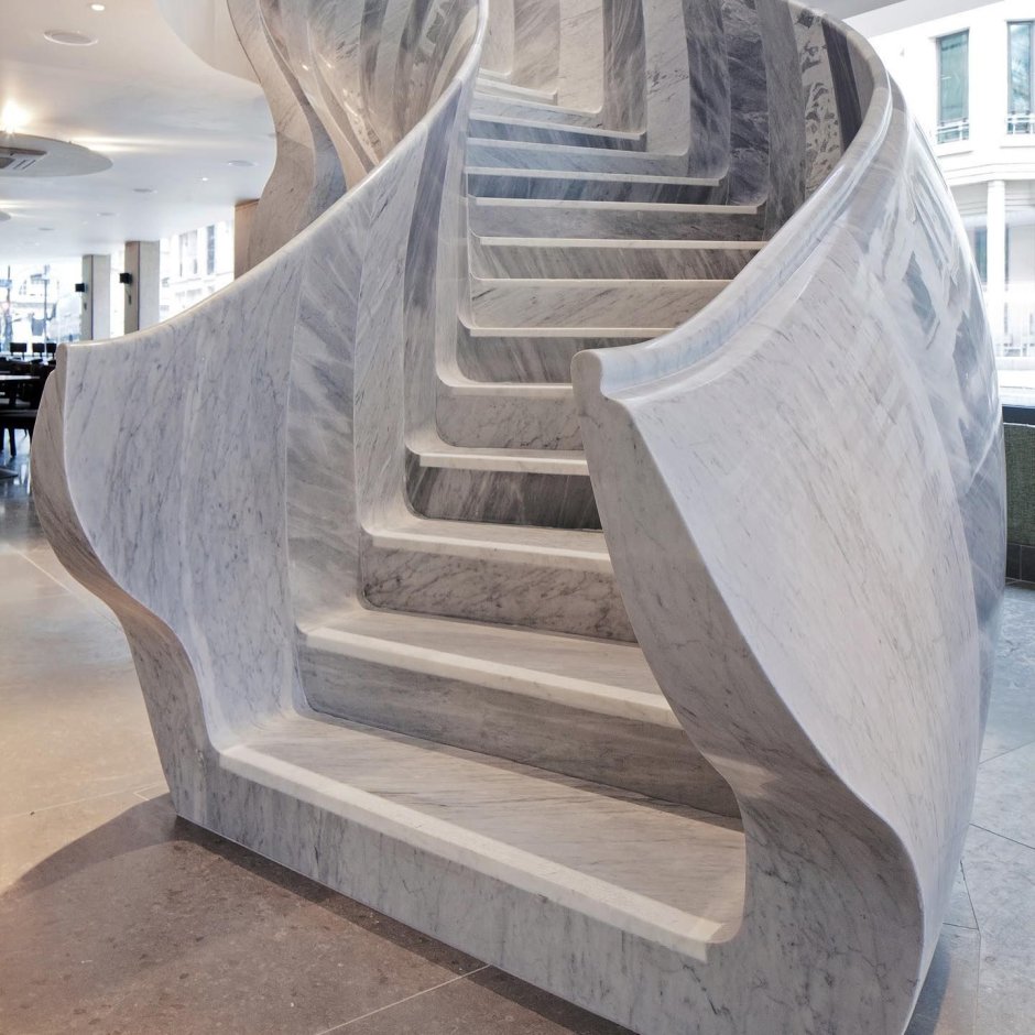Aquamarine staircase is marble