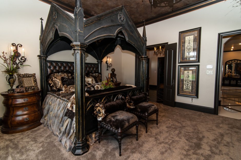 Victorian Gothic interior dark bedroom
