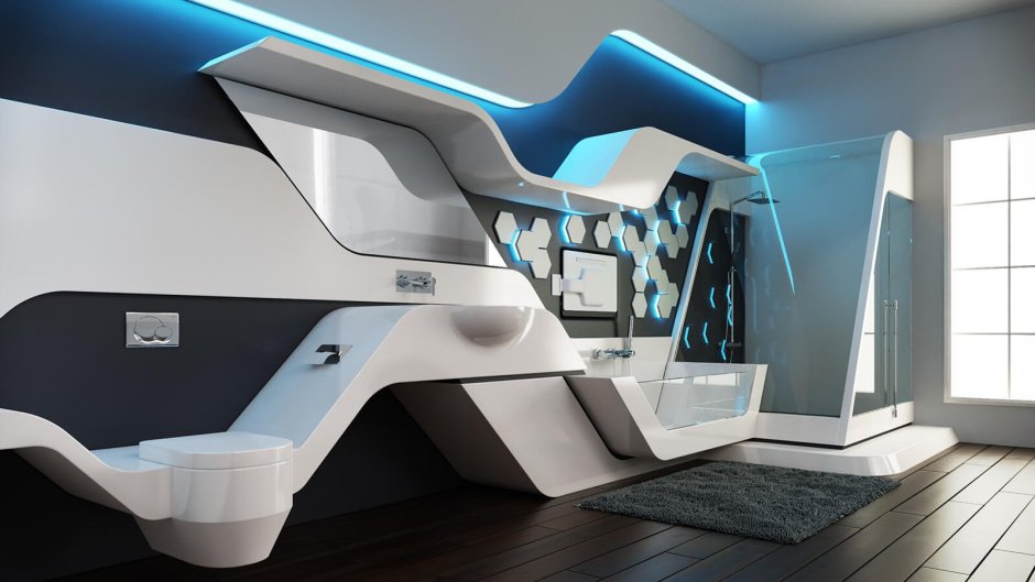 Interior in the style of futurism bionics