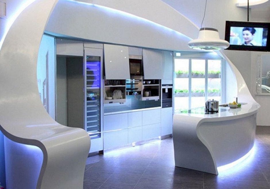 Kitchen in the style of futurism