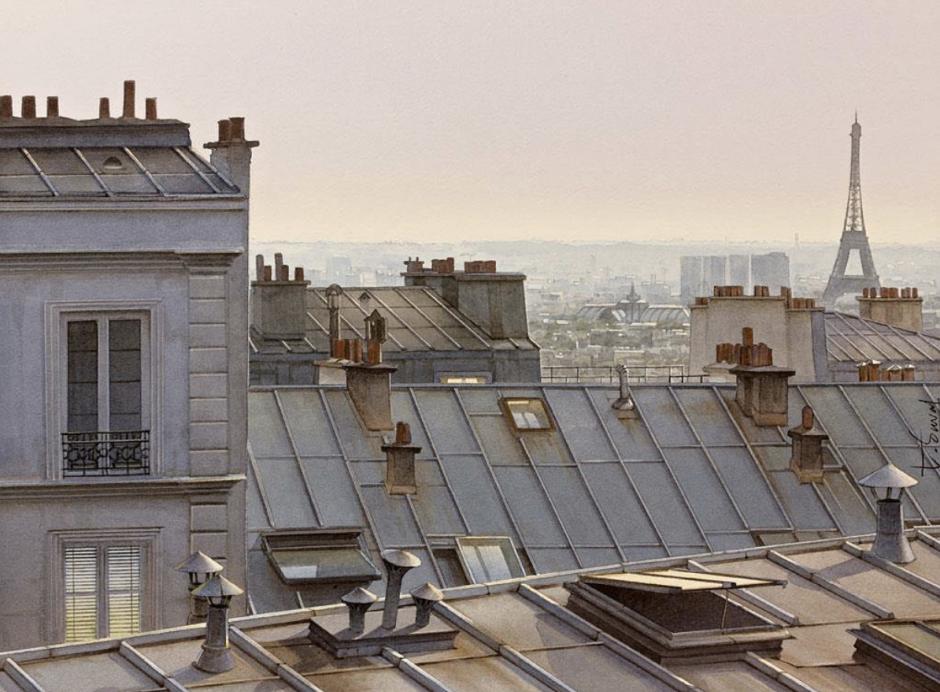The attic roofs of Paris