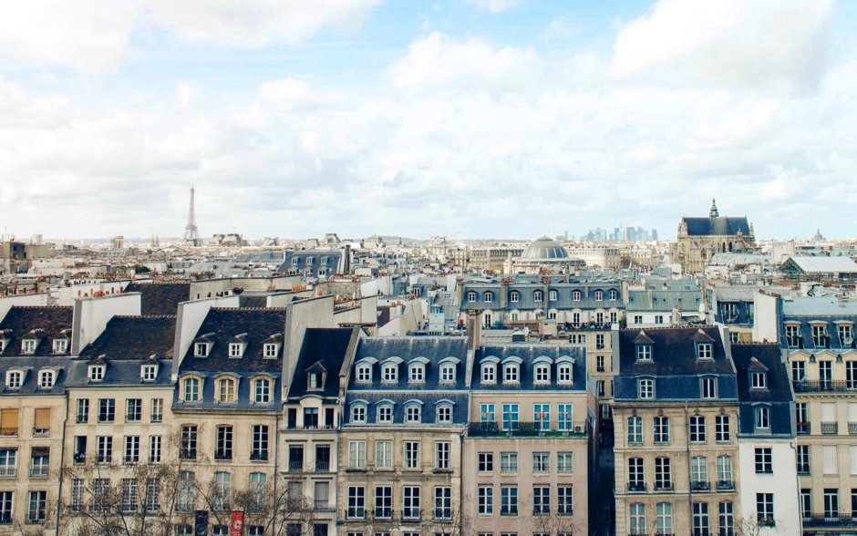 View from the window on the roofs of Paris