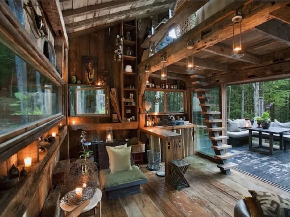 Cozy wooden house inside
