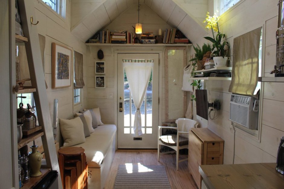 The interior of a small cottage