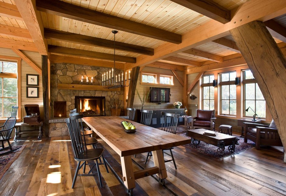 Cozy wooden house interior