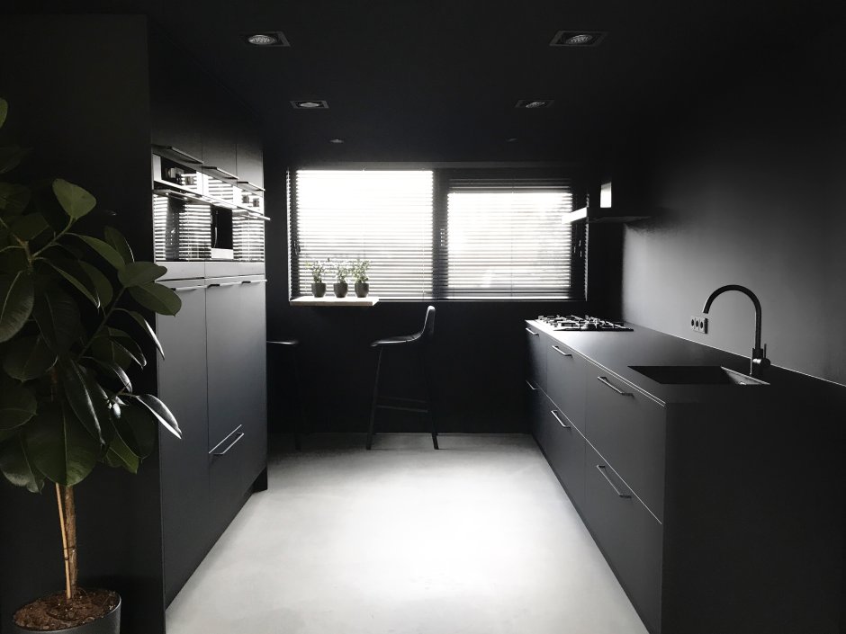 Kitchen design in black