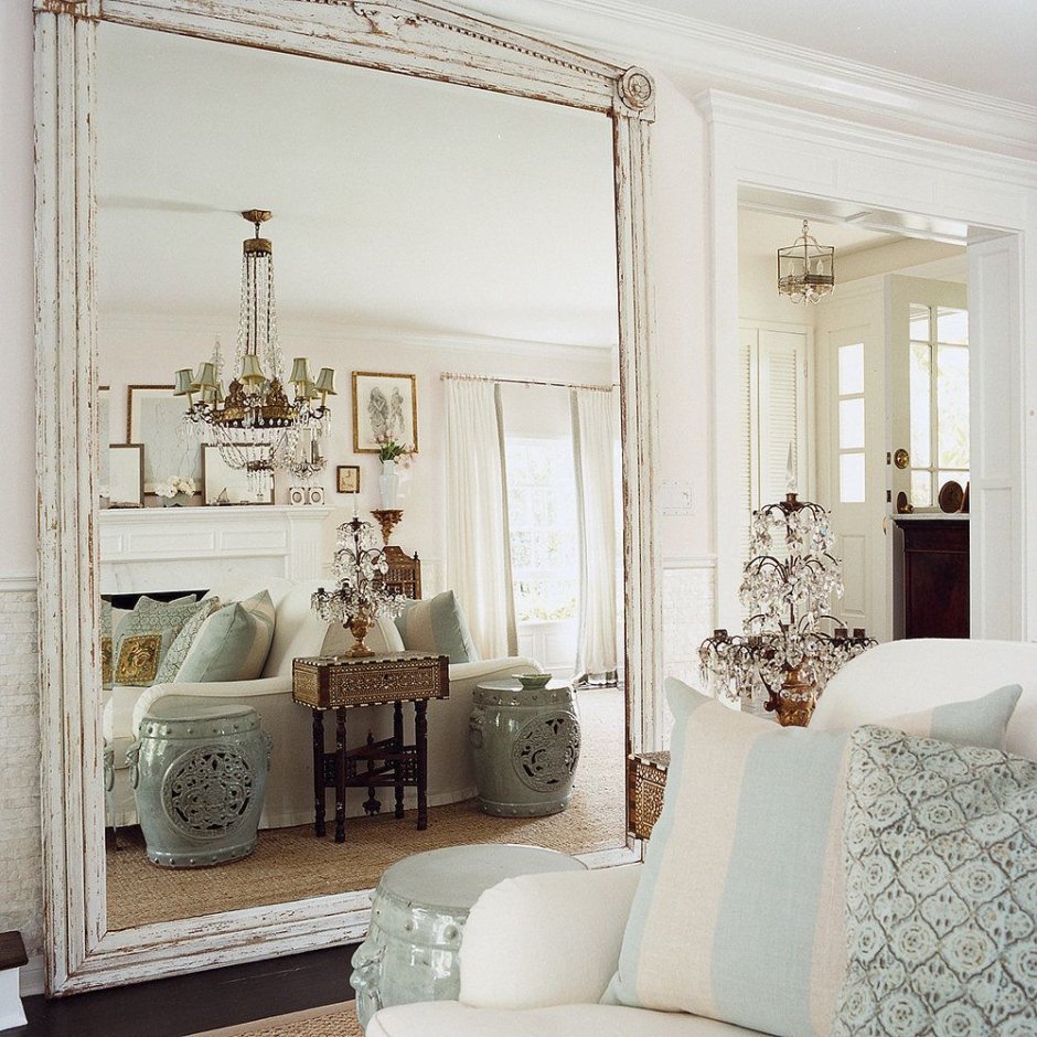 Living room design with mirrors