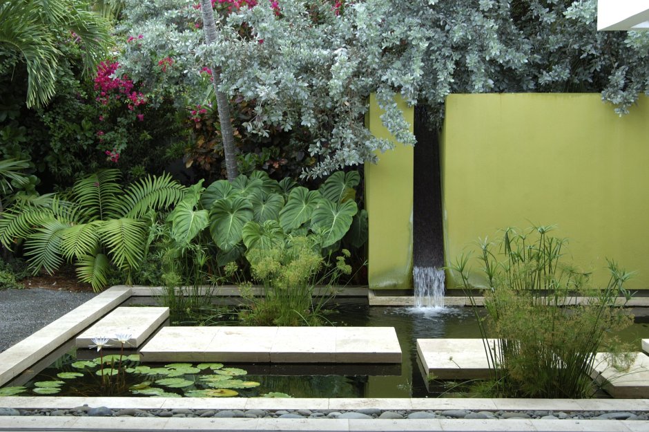 Landscape design pond in the garden
