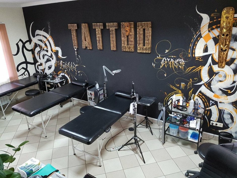 Industrial tattoo studio interior rendering Stock Illustration | Adobe Stock