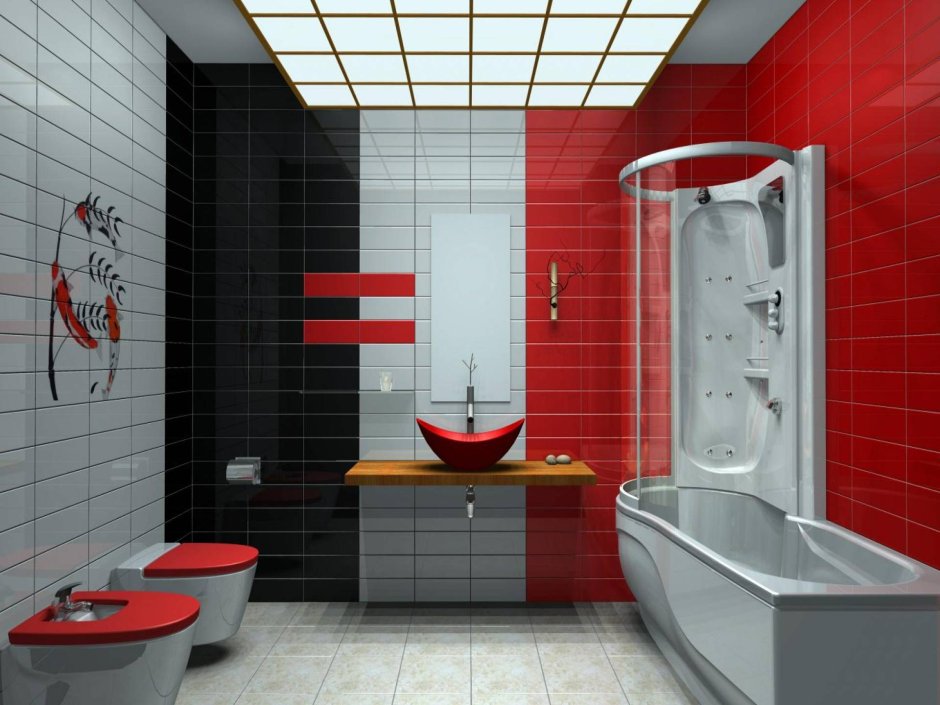 Bathroom design in red