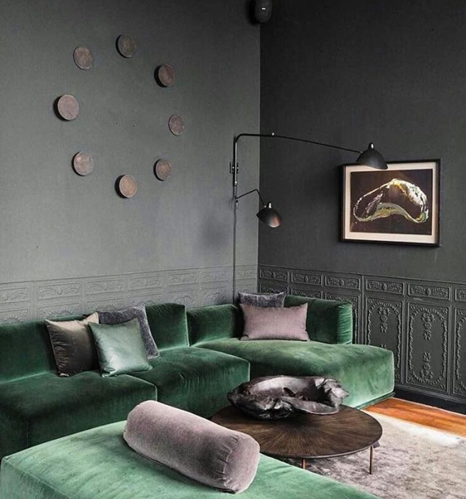 Green and grey sofa