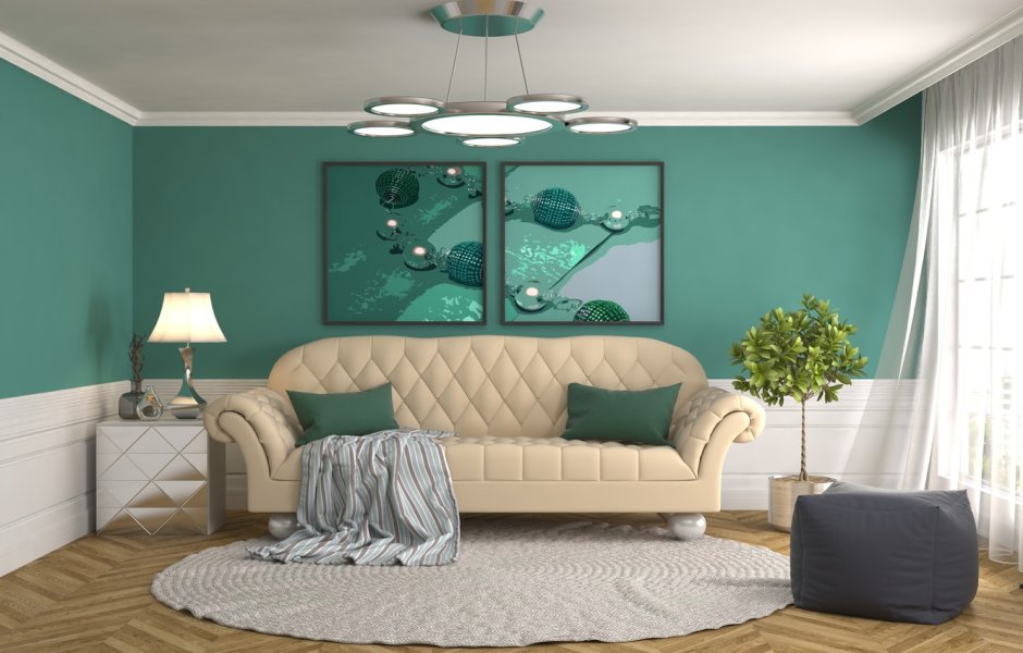 Living room sofa green