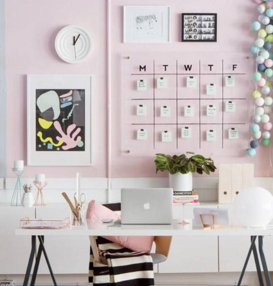 Pink wall interior design