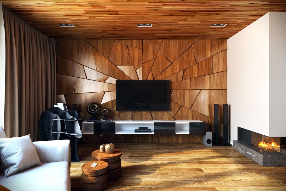 Wooden interior wall design