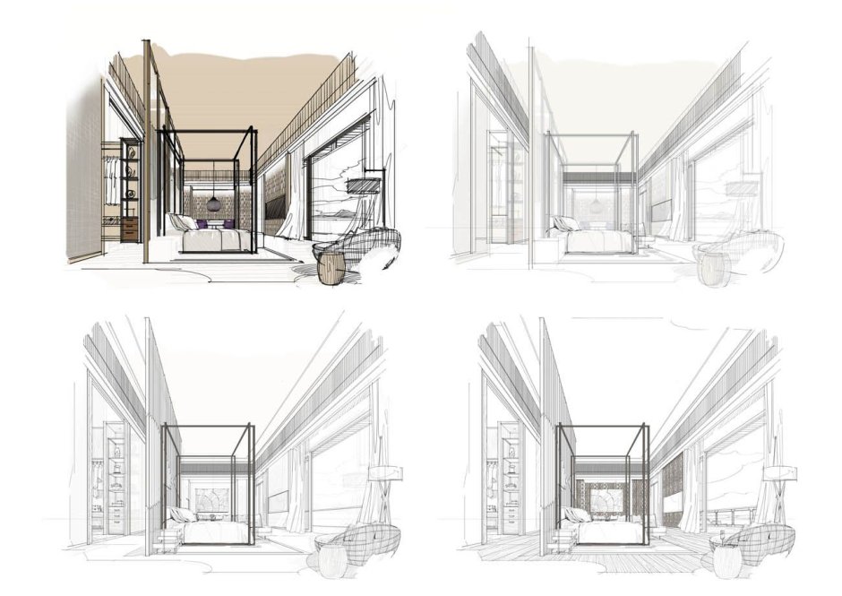 Architecture interior sketch