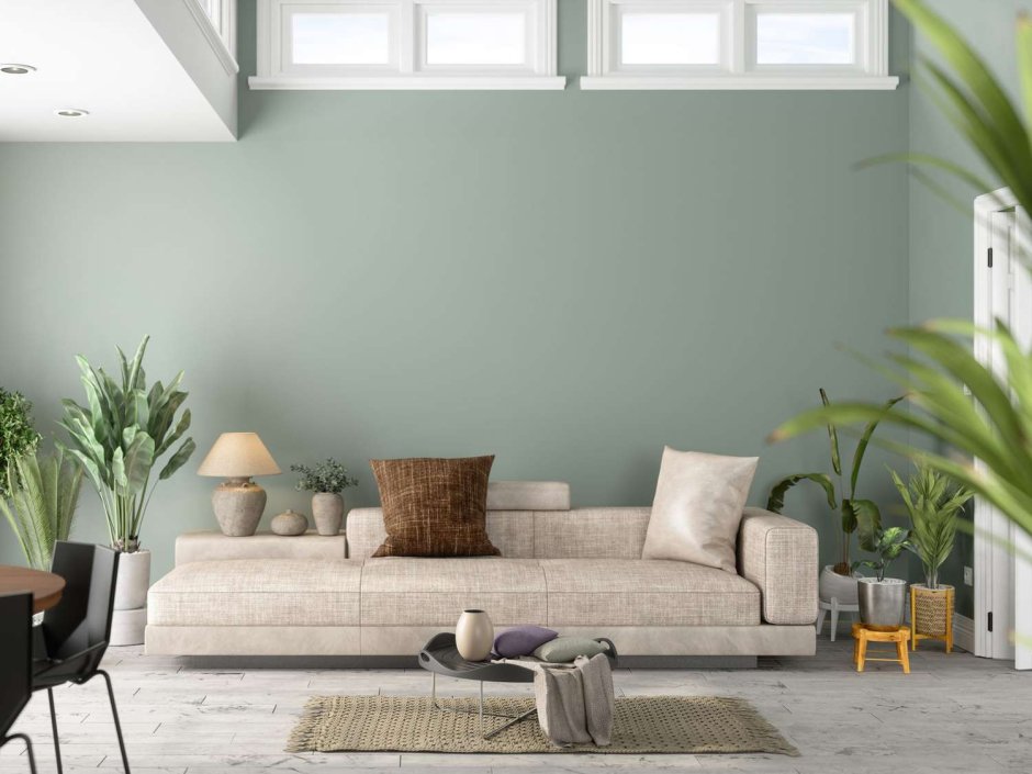 Green color wall paint