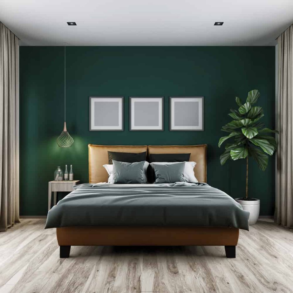 Green wall bedroom