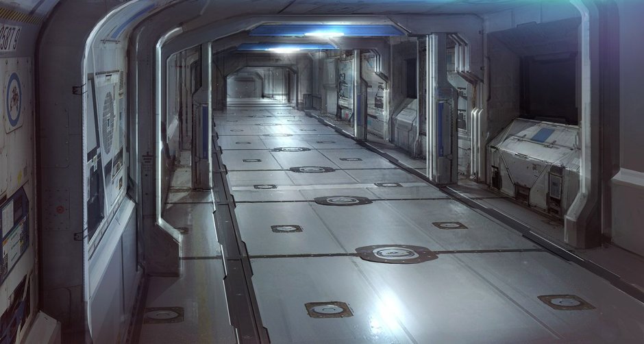 Sci fi space station interior