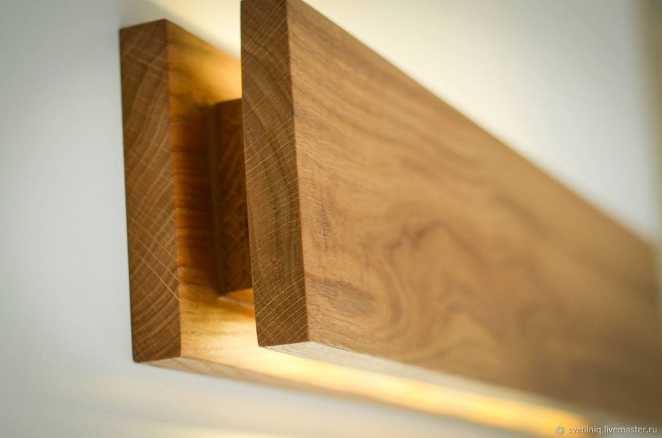 Wooden wall lamp