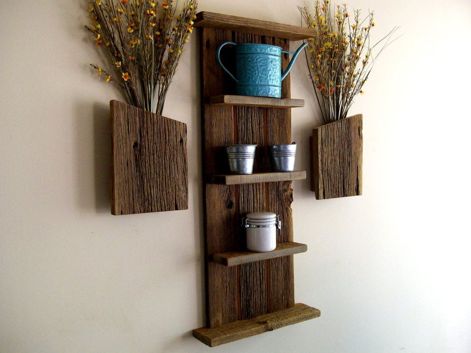 Wall wood shelves