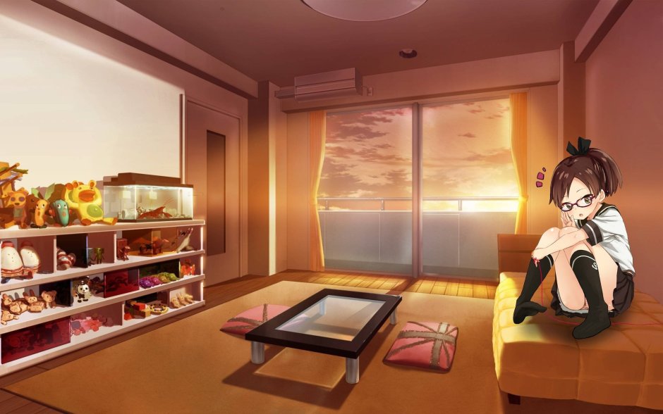 Anime Girl Standing In The Living Room Live Wallpaper  MoeWalls