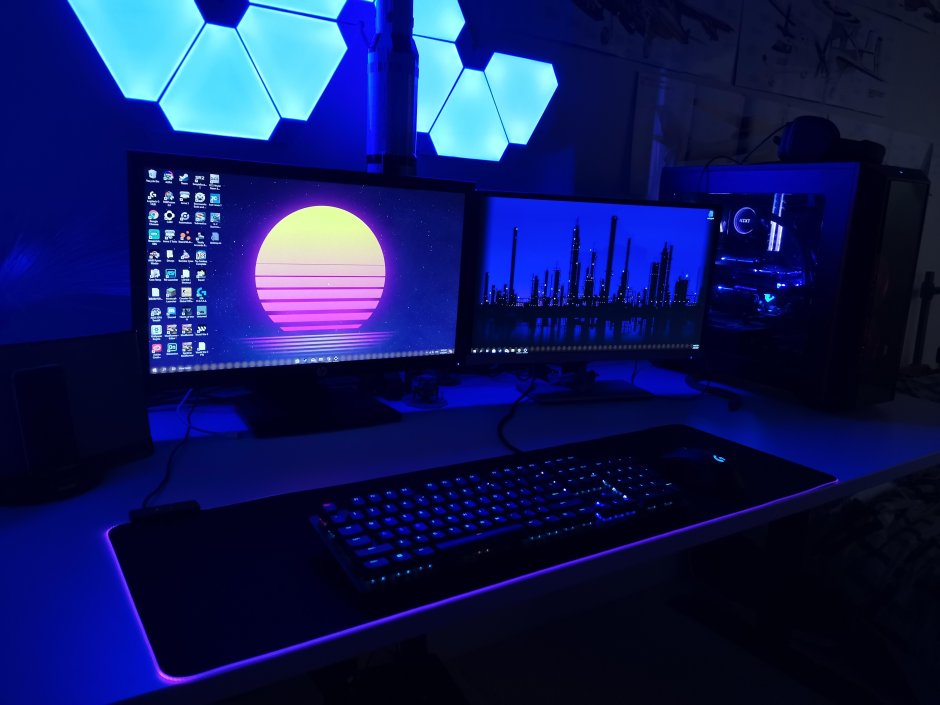 Blue gaming setup