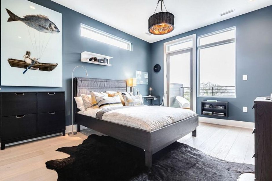 Blue grey bedroom