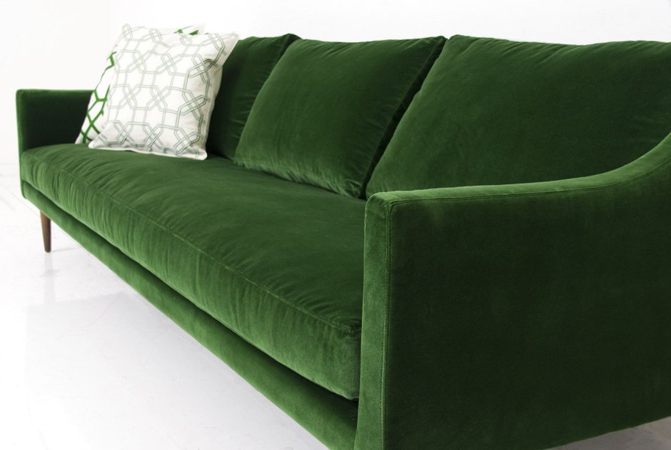 Velour green sofa