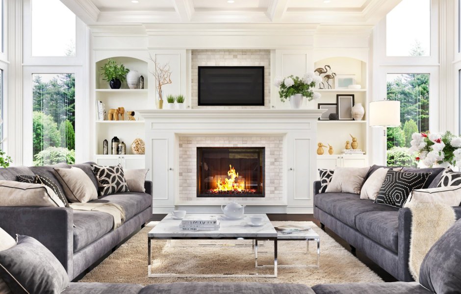Fireplace living room modern
