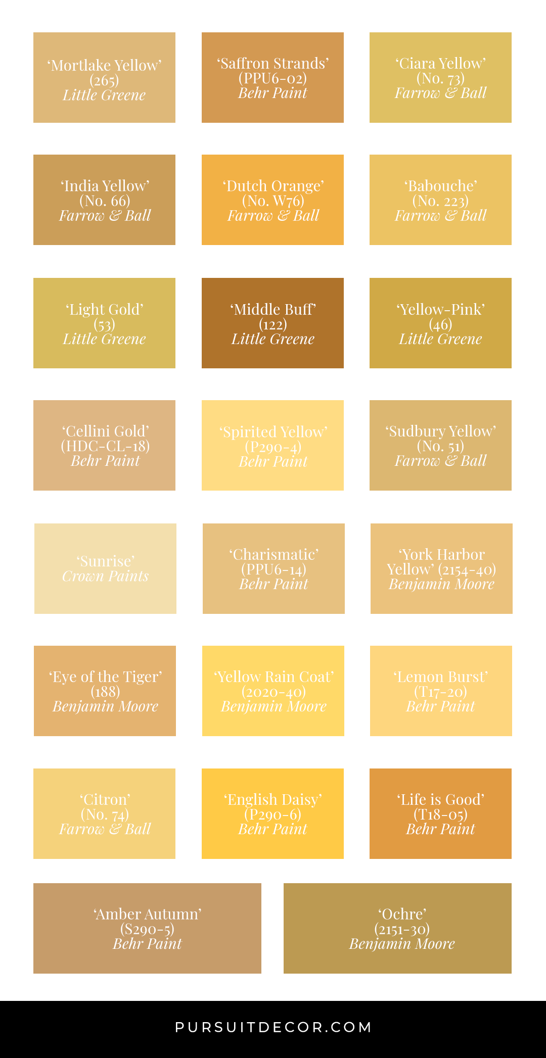 shades of yellow names