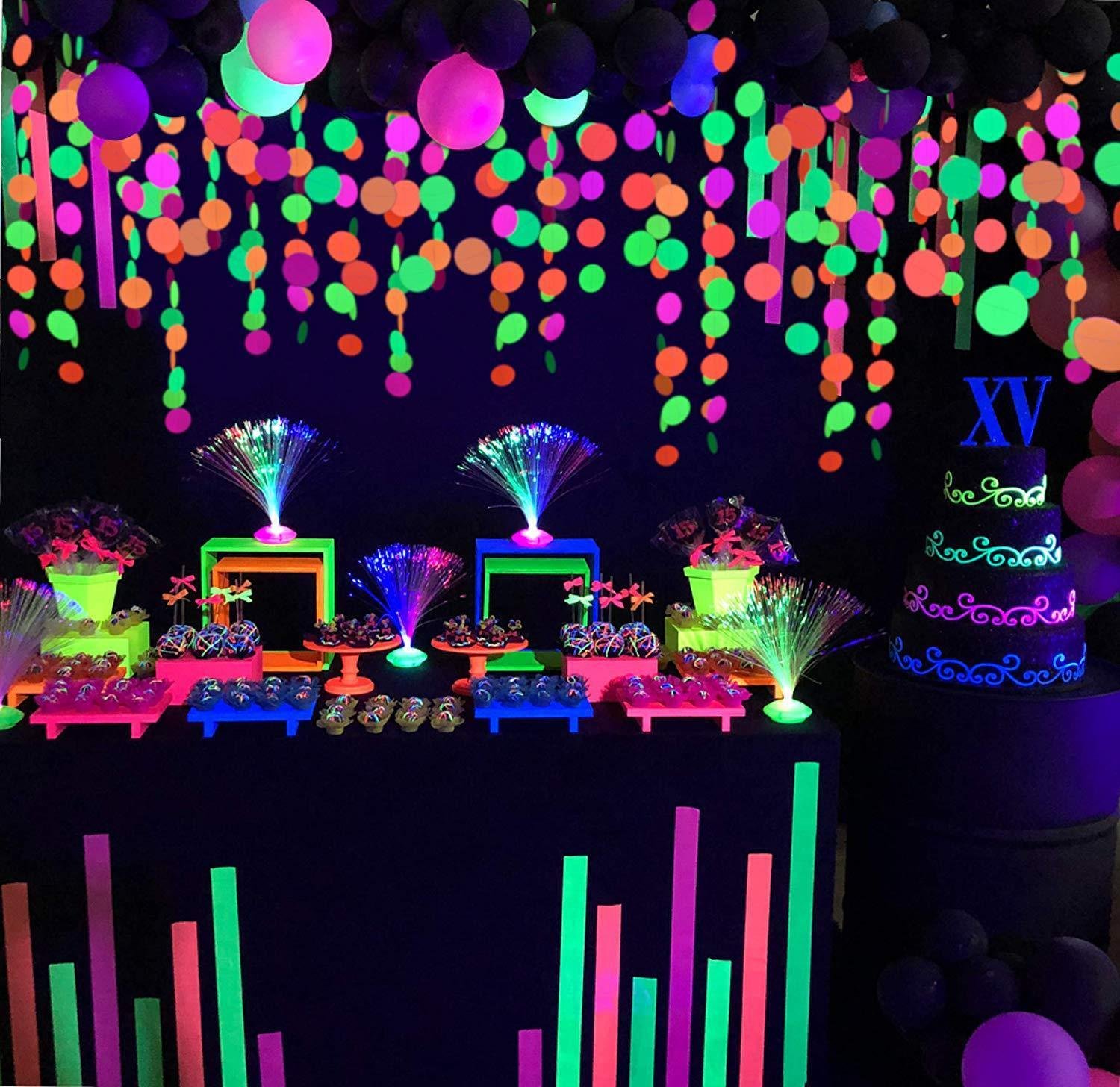 Neon Glow Party Supplies 54pcs Blacklight Balloons, Glow-in-the-Dark  Garland
