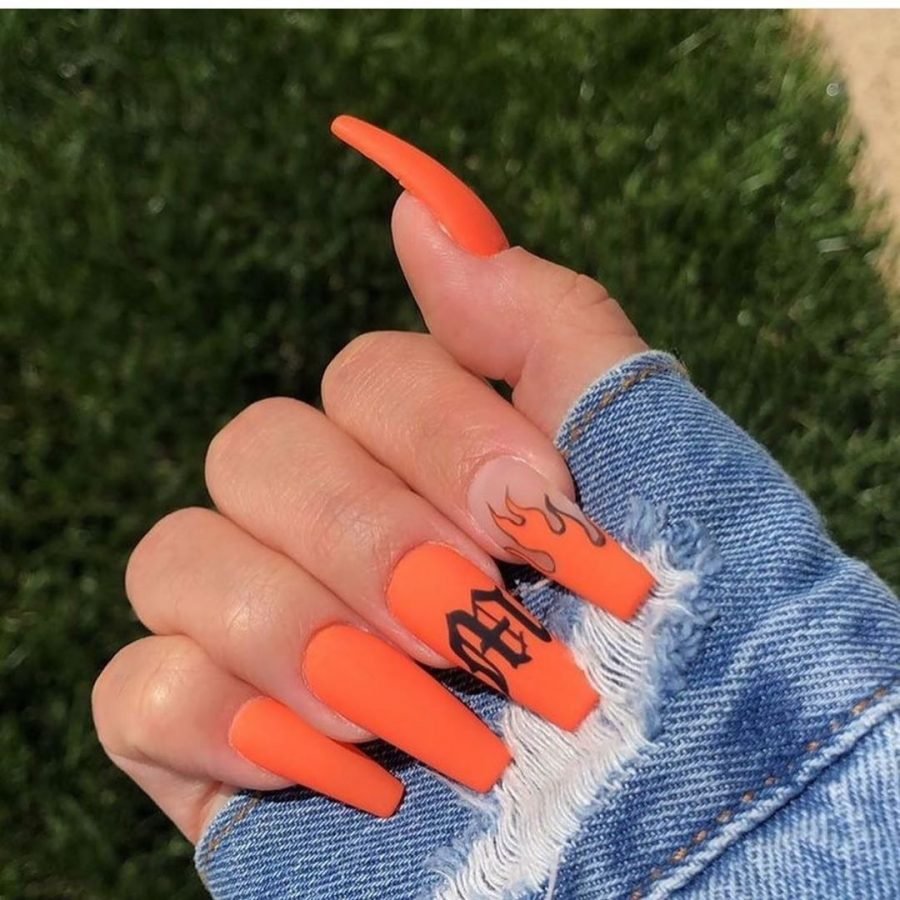 Indulge in the Classic Elegance of French Nails : Orange Neon French Tips