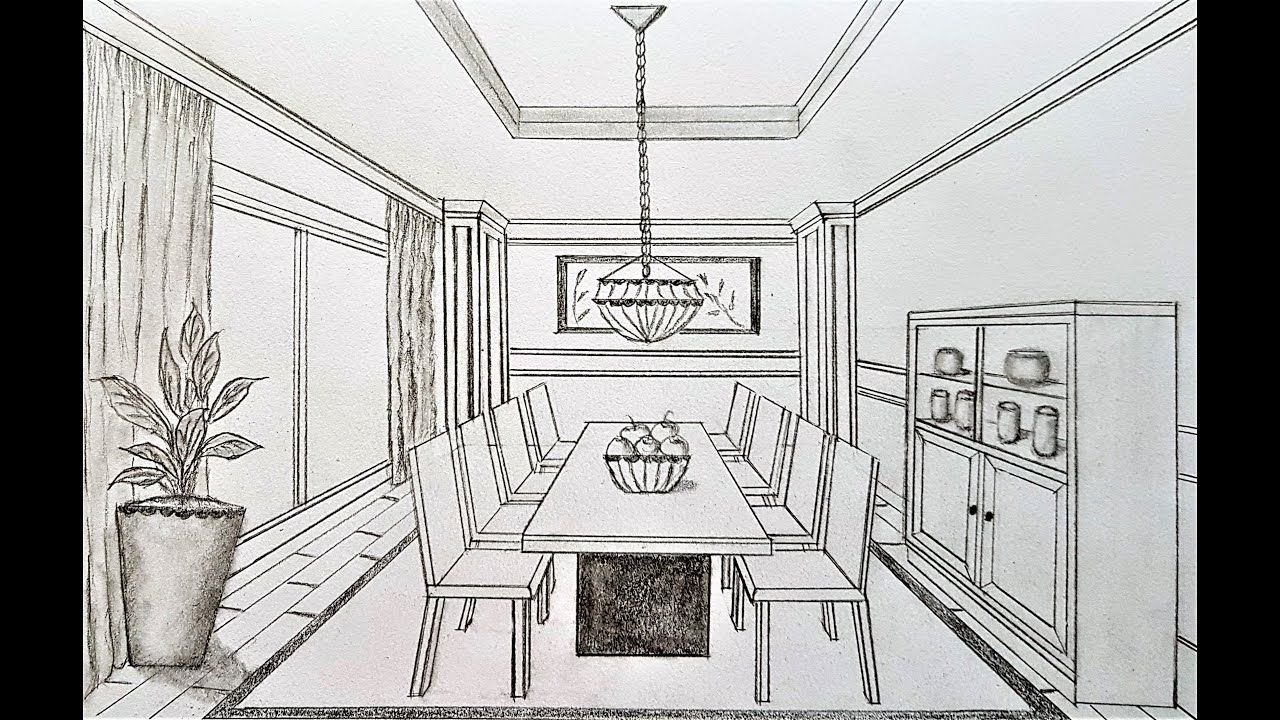 sketch perspective interior. hand drawn sketch... - Stock Illustration  [77151920] - PIXTA