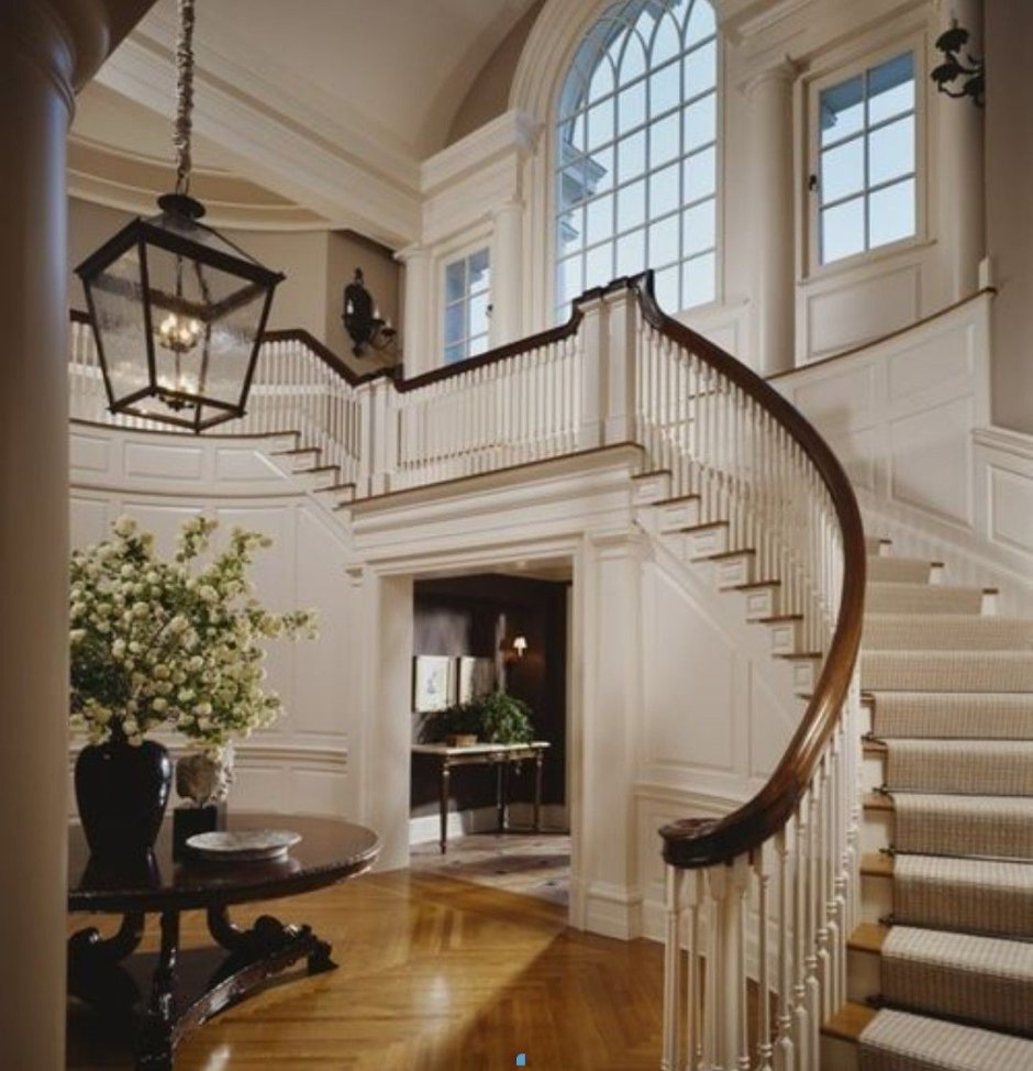 Staircase and fireplace