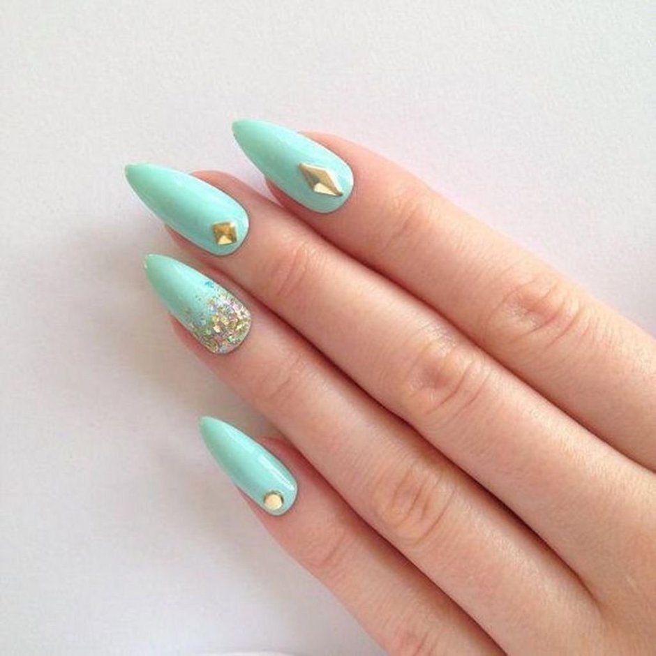 Mint green nails