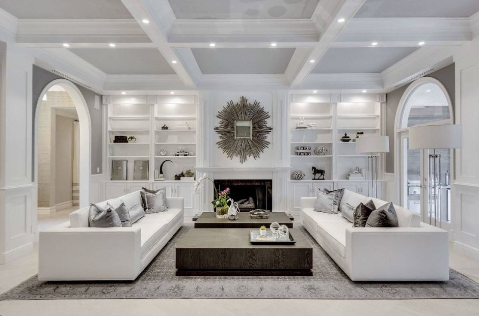 Luxury white sofas room