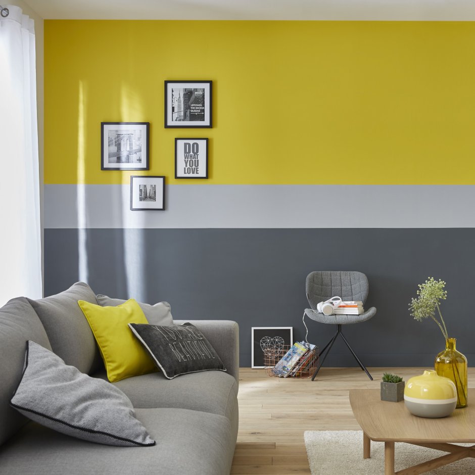 Yellow gray wall