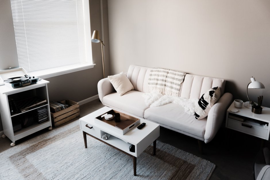 Living room white table sofa