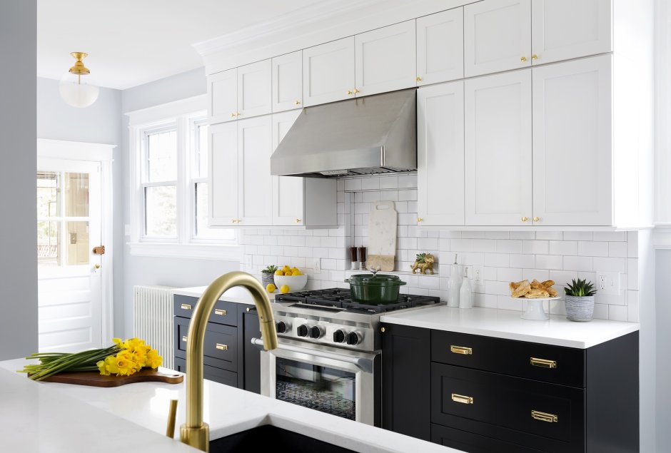 White modern kitchen cabinet