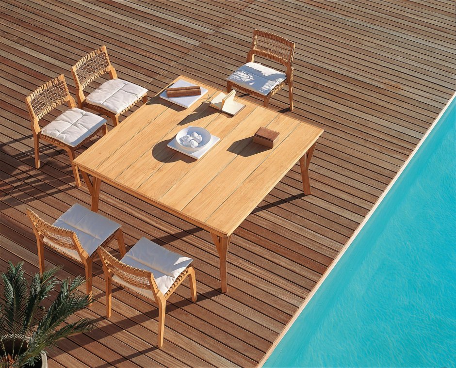Outdoor wood tables