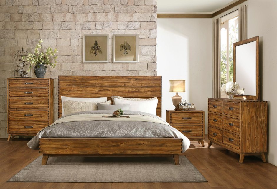 Wood bed set